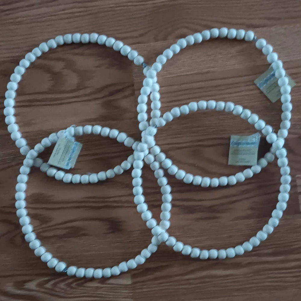 Crafter Square,  Bundle Of 4, Natural Wood Bead Wreath, 10", NWT